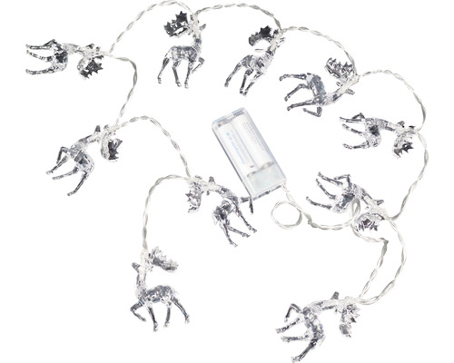 Lichterkette mit Elchmotiven und Batteriebox