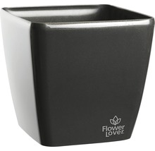 Quadratischer Pflanztopf aus Keramik mit Flower Lover Logo