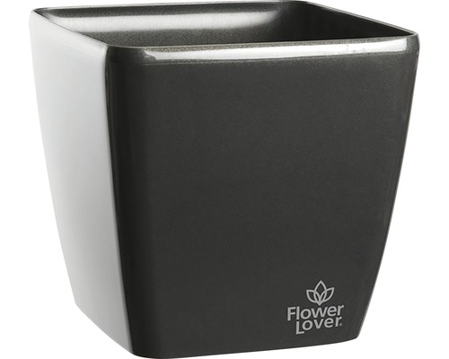 Quadratischer Pflanztopf aus Keramik mit Flower Lover Logo