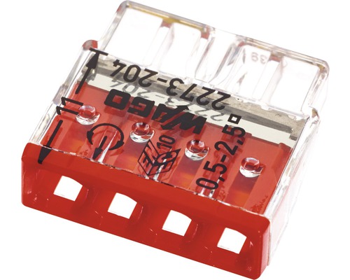 Wago 2273-204 COMPACT Verbindungsdosenklemme 2,5 mm² 4-Leiter rot Steckklemme 100 Stück