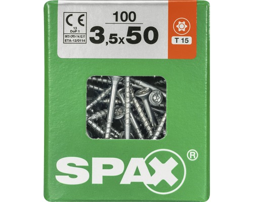 Spax Schrauben 3,5x50 Millimeter, Packung mit 100 Stück