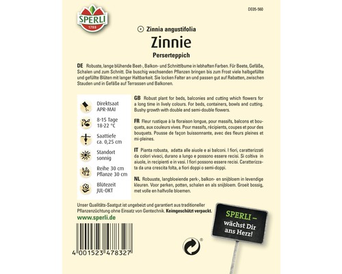 Samenpackung Zinnie Perserteppich