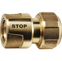 Messing-Doppelnippel mit der Aufschrift STOP.