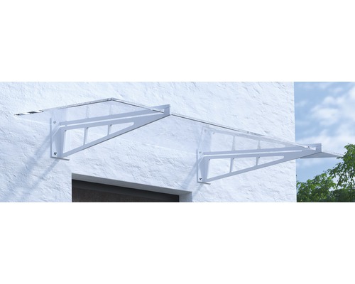 ARON Vordach Pultform Calais VSG 150x105 cm weiß ohne Wandanschlussprofil ARON Vordach Pultform Calais VSG 150x105 cm weiß ohne Wandanschlussprofil