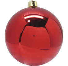 Roter Christbaumschmuck mit goldfarbener Aufhängung