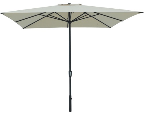 Marktschirm SOLUNA Nancy 300 x 300 cm ecru mit UV-Schutz 80, wasserabweisende Polyesterbespannung, leichte Aufspannung per Kurbel Rechteckiger Sonnenschirm mit Mittelstock
