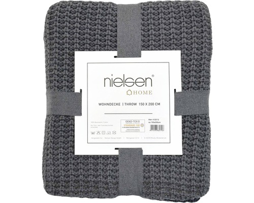 Graue Nielsen Home Wohndecke, 150 x 200 cm, verpackt mit Papierband
