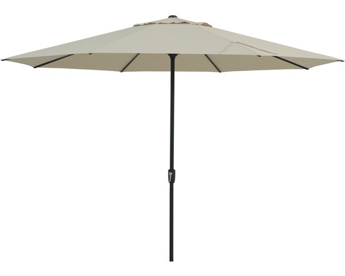 Mittelstockschirm SOLUNA Nancy Ø 400 cm ecru mit UV-Schutz 80, wasserabweisende Polyesterbespannung, leichte Aufspannung per Kurbel Gartenschirm mit Stahlgestell