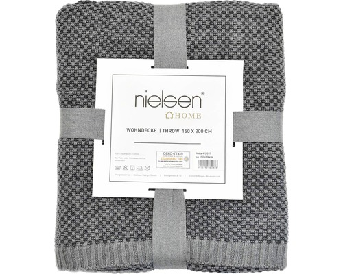 Graue Wohndecke aus Baumwolle, Größe 150 mal 200 Zentimeter