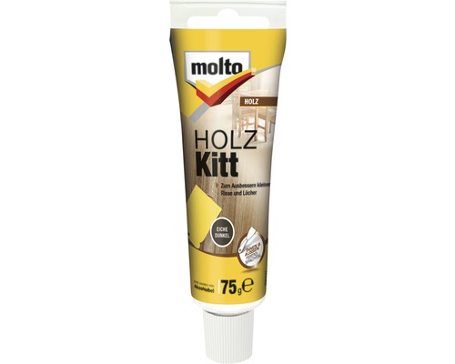 Molto Holz Kitt Tube 75 Gramm zum Ausbessern kleiner Risse und Löcher, Eiche dunkel