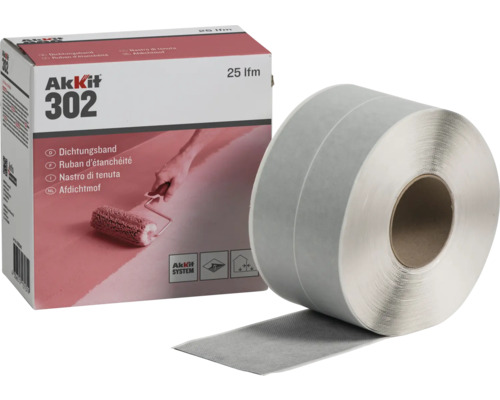 Akkit 302 selbstklebendes Dichtungsband Rolle = 25 m Akkit 302 Dichtband Rolle und Verpackung