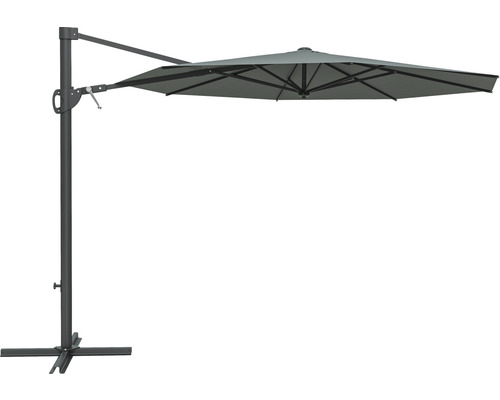 Ampelschirm SOLUNA Beaujeu Ø 300 cm hellgrau mit UV Schutz 80, wasserabweisende Polyesterbespannung, leichte Aufspannung per Kurbel, Dreh und Neigfunktion Freischirm für den Außenbereich mit stabilem Standfuß
