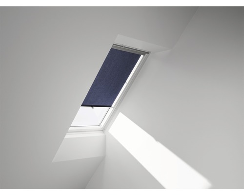 VELUX Sichtschutzrollo blau uni manuell mit Haltekrallen RHL Y40 9050