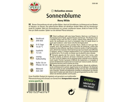 Samenpackung Sonnenblume Henry Wilde