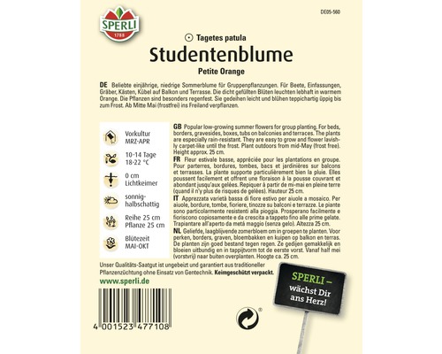 Samenpackung Studentenblume Petite Orange der Marke Sperli