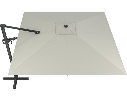 Quadratischer Ampelschirm mit Kurbelmechanismus und Fußkreuz