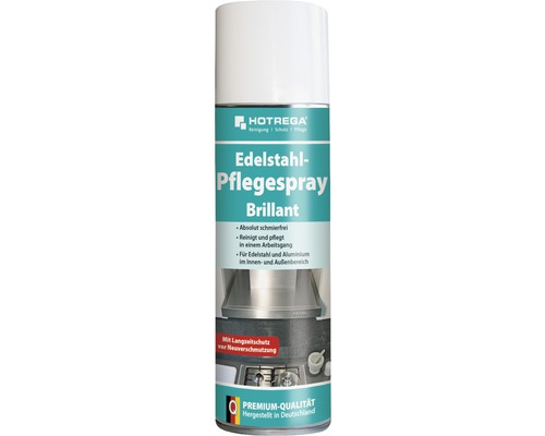 Edelstahl-Pflegespray Brillant Hotrega 300 ml Edelstahl Pflegespray für die Reinigung und Pflege von Edelstahl und Aluminium