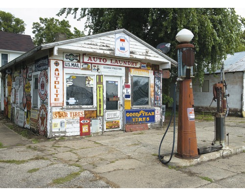 Fototapete Vlies 21766 Old Vintage Retro Gas Station 8-tlg. 400 x 260 cm