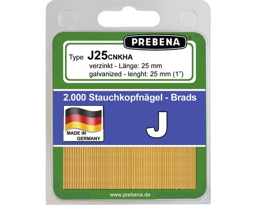 Stauchkopfnägel Prebena Type J25CNKHA-B 1.000 St. 2000 Stauchkopfnägel, verzinkt, Länge 25 mm