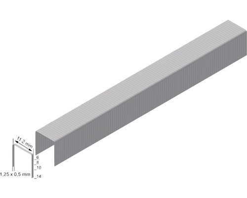 Stapelnägel mit den Maßen 1,25 x 0,5 Millimeter und 11,2 Millimeter Länge