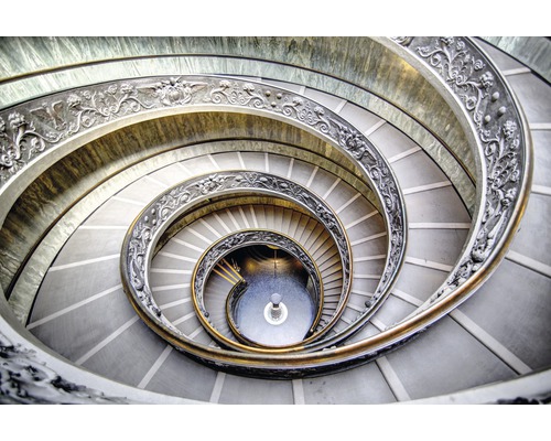 Fototapete Vlies 18982 Spiral Stairs in Vatican 7-tlg. 350 x 260 cm Detailaufnahme einer Wendeltreppe mit dekorativem Geländer