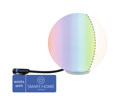 Paulmann Lichtobjekt Globe Plug & Shine ZigBee RGBW IP65 2,8W 110 lm Ø 20 cm Kugel weiß 230/24 V - Kompatibel mit SMART HOME by hornbach Smarte kugelförmige Leuchte mit Farbwechselfunktion und Smart Home Kompatibilität