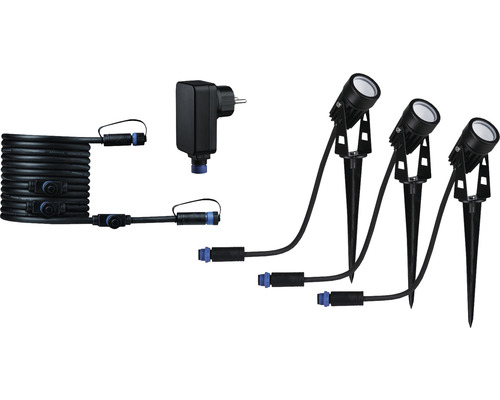 Gartenstrahler Set mit Stecker, Kabel und drei Strahlern