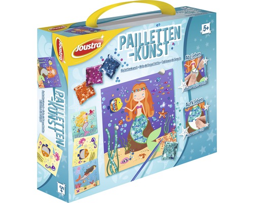 Joustra Paillettenkunst Set mit Meerjungfrau Motiven für Kinder ab 5 Jahren
