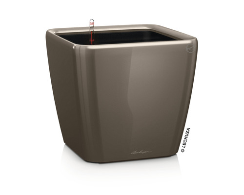 Pflanzkübel Lechuza Quadro LS 50 Komplettset H 47 cm taupe Viereckiger Pflanztopf mit Wasserstandsanzeige