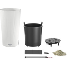 Pflanzvase Lechuza Cilindro Color Ø 23 cm H 41 cm Kunststoff weiß inkl. Erdbewässerungsystem, Pflanzeinsatz, Substrat und Wasserstandsanzeiger