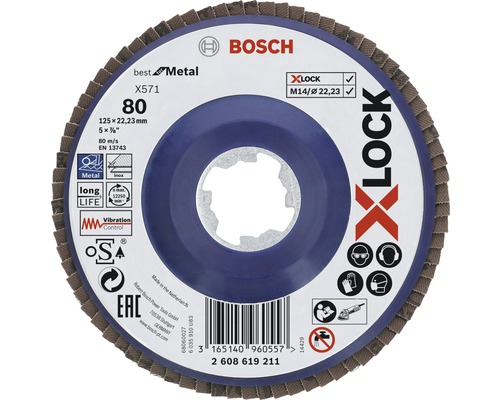 Schleifmopteller Fächerscheibe Best for Metal Ø 125x22,23 mm K80, X-LOCK Aufnahme