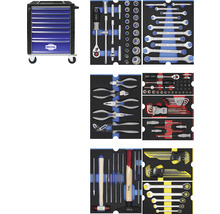 Werkstattwagen Industrial 712 x 943 x 466 mm 7 Schubladen - inkl. 9 Werkzeugmodule blau 140-tlg.