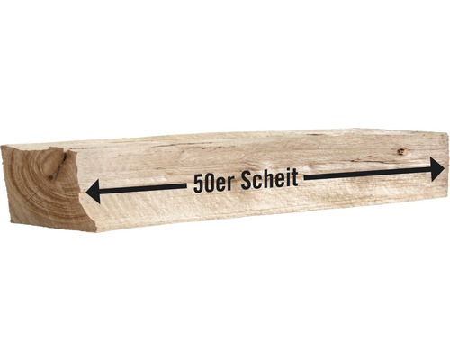 Holzscheit mit Größenangabe 50 Zentimeter
