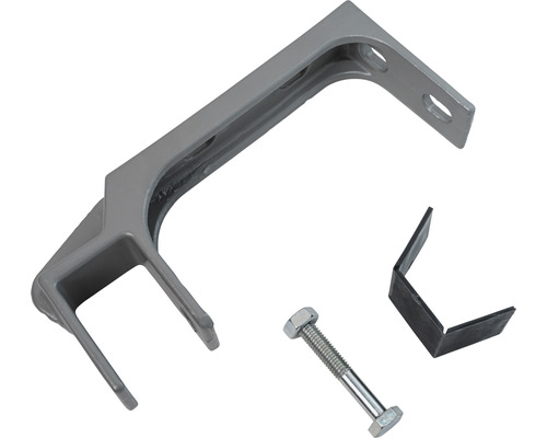 Graue Halterung mit Schraube und Winkel
