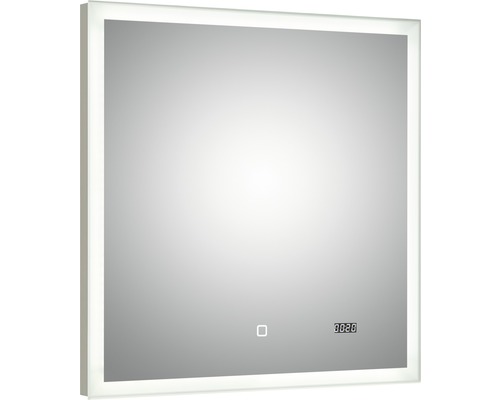 LED Badspiegel mit Uhr pelipal Filo Rustico 70x70 cm IP44