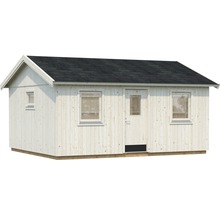 Gartenhaus aus Holz mit Fenstern und Tür