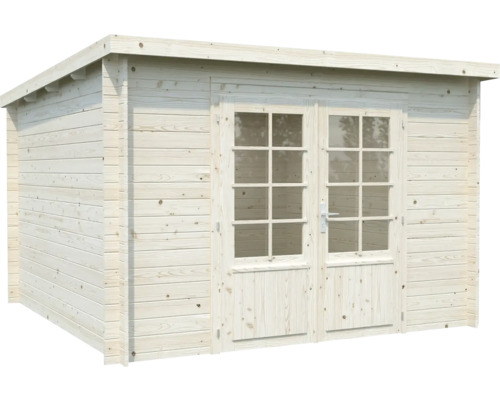 Holzgartenhaus mit Doppeltür und Fenstern