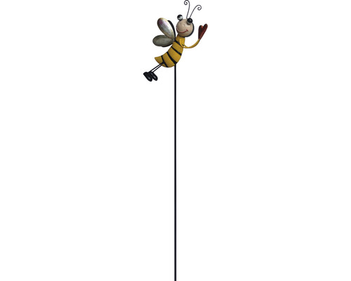 Dekostab Lafiora Biene mit Herz H 95 cm Metall gelb