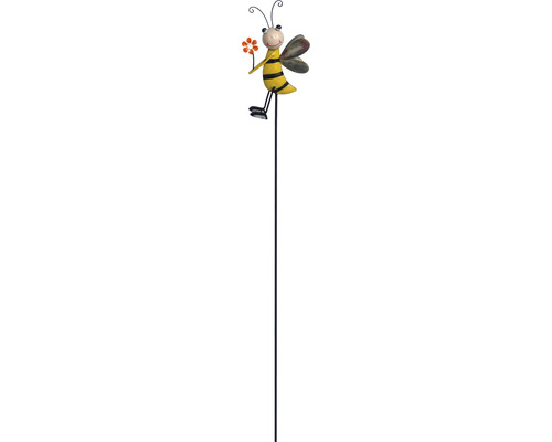 Dekostab Lafiora Biene mit Blume H 70 cm Metall gelb