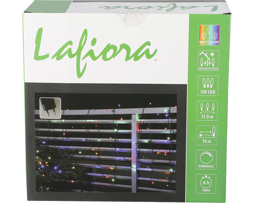 Verpackung Lichterkette mit 720 LED Lampen für Innen und Außen, dimmbar, Timerfunktion, circa 72 Meter Zuleitung