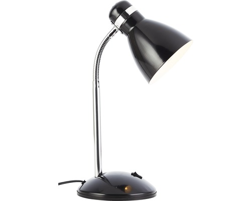 Schwarze Schreibtischlampe mit Chromdetails