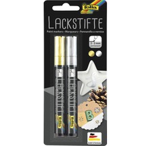 Folia Lackstifte Set mit Gold und Silber Farbstiften, Strichstärke 2 bis 3 mm