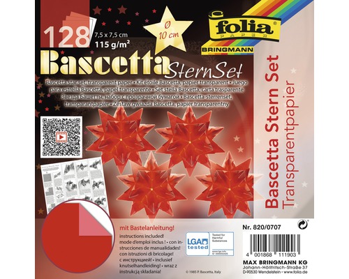 Bascetta Stern Set Transparentpapier mit Bastelanleitung
