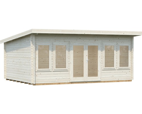 Holzgartenhaus mit Fenstern und Doppeltür