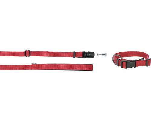 Halsband und Leine GoLeyGo Flat 20 mm 140-200 cm rot-0