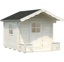 Holzgartenhaus mit einem Fenster und einer Tür