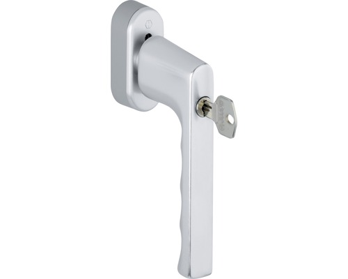 Fenstergriff Hoppe SecuForte 11712260 Hamburg 0700S/UD9020 silber Stiftlänge variabel 32-42 mm abschließbar inkl. Befestigungsschrauben u. Schlüssel Fenstergriff mit Schlüssel für Einhandbedienung