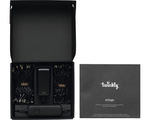 Twinkly Lichterkette in geöffneter Verpackung mit Anleitung