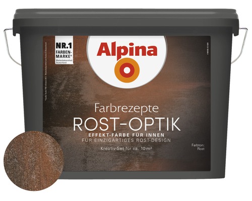 Alpina Effektfarbe Rostfarbe Rost Optik Komplett-Set inkl. Alpina Bürste