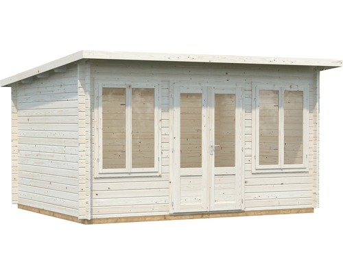 Holzgartenhaus mit Fenstern und Doppeltür